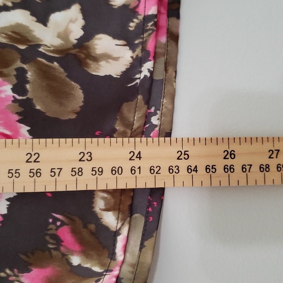 LOFT Sleeveless Floral Top Small Pink Brown Satin Ruffle Y2K Office Career Work - Picture 7 of 10